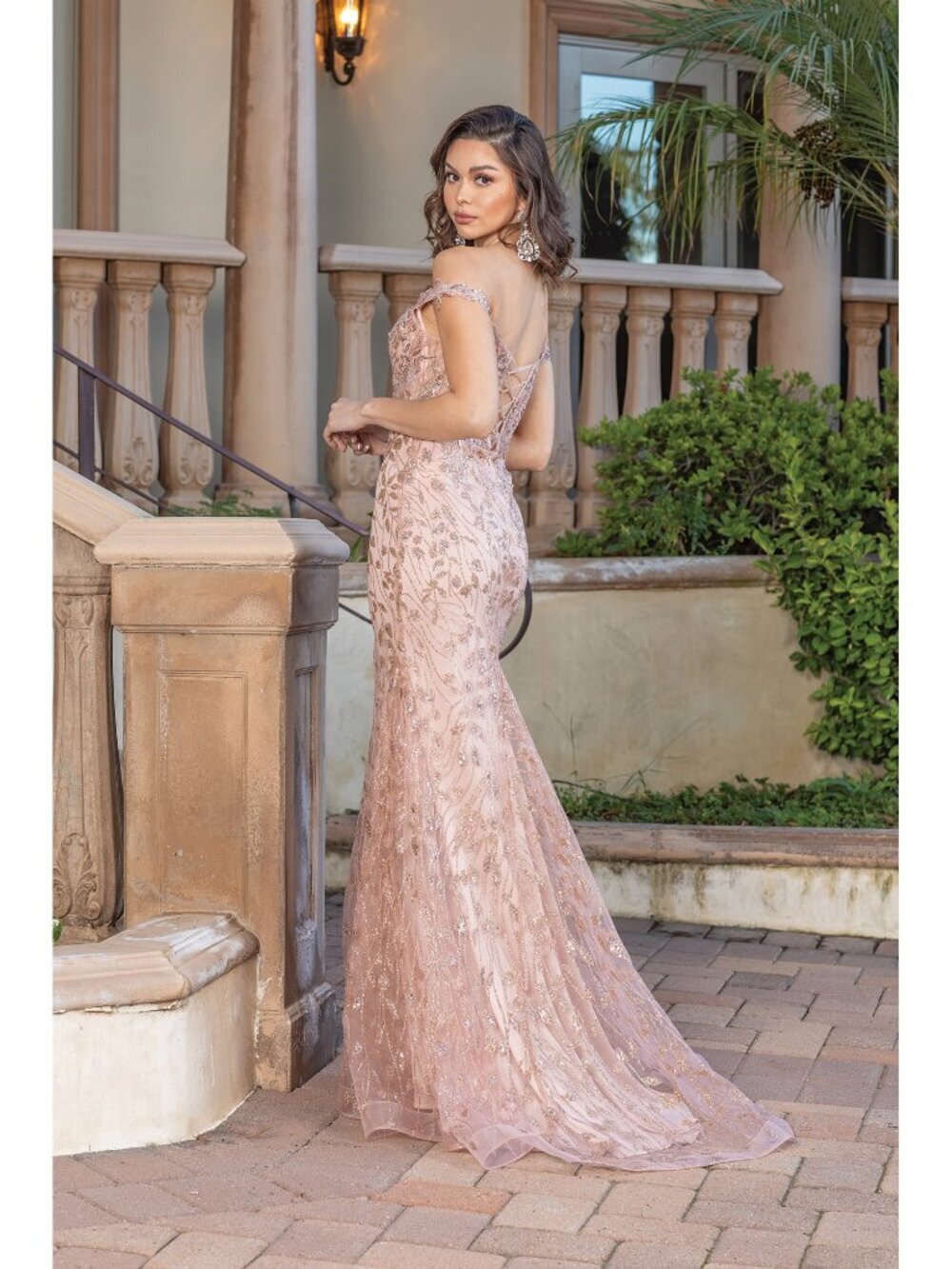 NEW GOLD Evening Gown Floor Length Formal Elegant Stunning 4343 - Picture 6 of 9